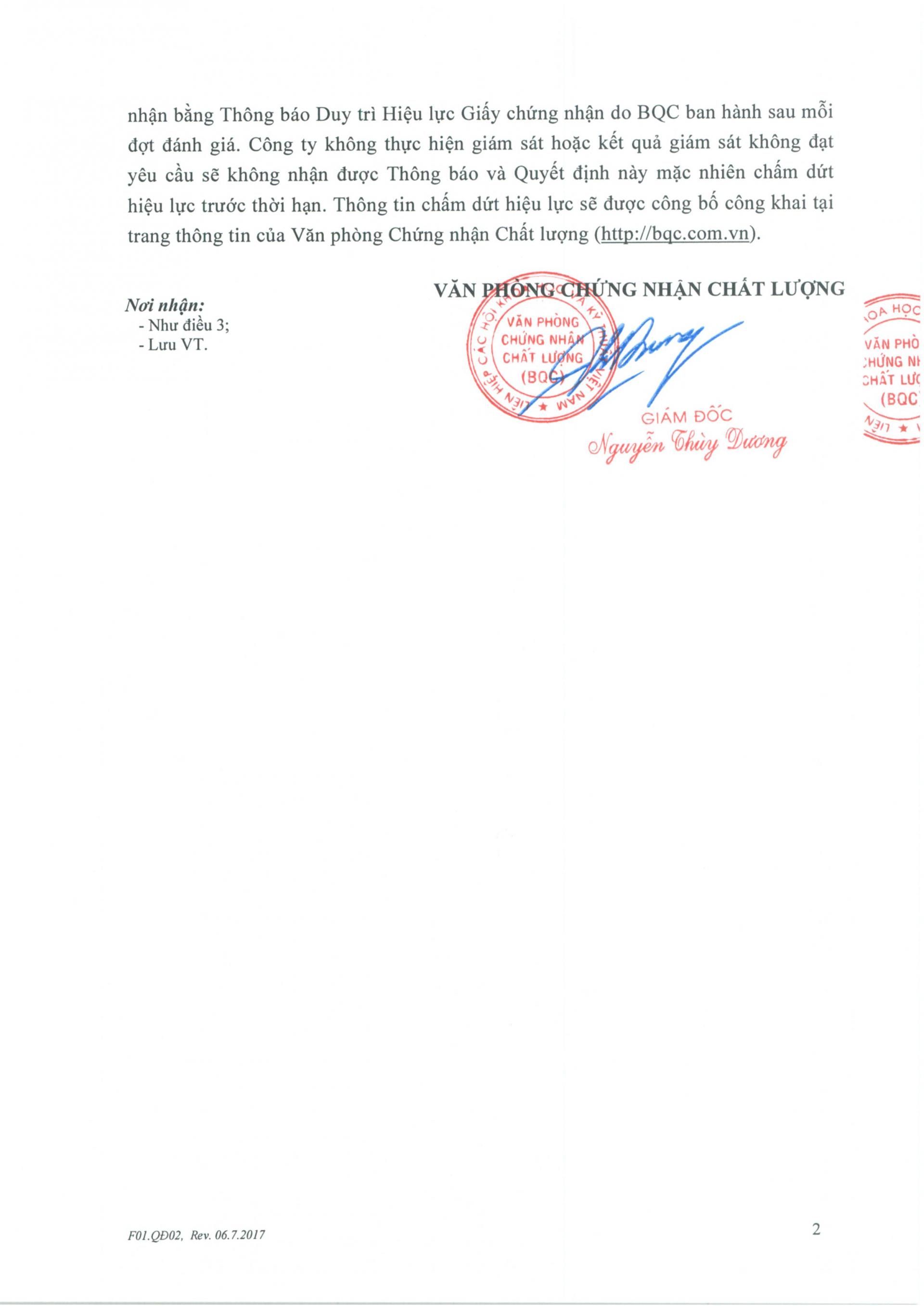 Chứng nhận chất lượng Bản Lề Cửa 03